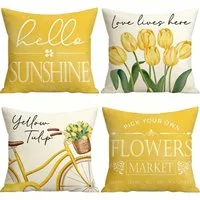Diwzbyn Kissenbezug 4-teiliges Kissenbezug-Set mit Blumenmuster, (4 Stück), Outdoor-Kissenbezüge, dekorative Zierkissenbezüge