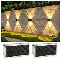 oyajia LED Außen-Wandleuchte Solar Wandleuchte Aussen 2/4 Stück, Einstellbar Solarlampen für Außen, LED fest integriert, RGB, RGB 7 Farben Solarleuchte für Zaun Wand Terrasse Garten Balkon Deko