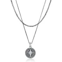 Kuzzoi Kette mit Anhänger Herren Layer Kompass Maritim 925 Silber