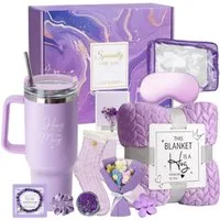 Wohndecke Pflege-Geschenkbox Geburtstagsgeschenke für Frauen 12tlg, HOMELIVE, Geschenke Korb Pflege Paket, Luxus Flannel Decke, Muttertag Geschenk
