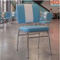 FINEBUY Esszimmerstuhl American Diner Stuhl 50er Jahre Retro Möbel Stuhl (American Diner, Küchenstuhl Kunstleder Blau Weiß), Esszimmerstuhl USA, Design Polsterstuhl Esszimmer