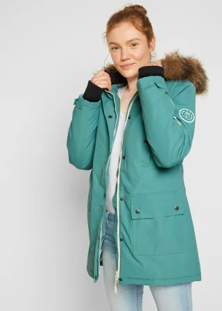 bonprix wasserdichte Outdoor-Funktions-Jacke mit Kapuze, grün, Gr.46, Sportliche Winterjacke mit vielen Taschen