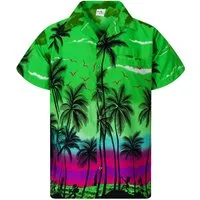 King Kameha Hawaiihemd "Beach" Funky Hawaii-Hemd Herren Kurzarm Front-Tasche Stylish