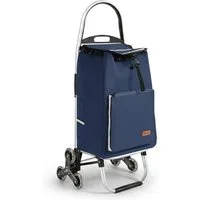 Sekey Einkaufstrolley Aluminium 2-in-1 Faltbar Einkaufstrolley Treppensteiger mit Kühltasche, 50 l zusammenklappbarer Transportwagen Treppensteiger Einkaufswagen
