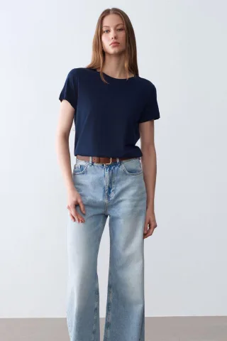 Damen Rundhals Kurzarm-T-Shirt