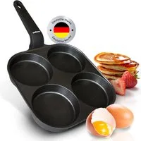 endusor Bratpfanne Spiegeleipfanne & Pancake Pfanne (21 cm), Aluminiumguss (Alle Herdarten auch Induktion), Antihaft-Beschichtung, Eisenkernboden, für Spiegelei Pancakes & Mehr