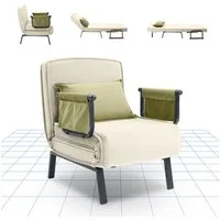 FLEXISPOT Loungesessel 3-in-1 Schlafsessel mit Bettfunktion, Verstellbare Rückenlehne (Gästebett & Schlafsofa aus Leinen mit Seitentasche, Klappbare Beine), Platzsparend für Wohnzimmer, Schlafzimmer oder Büro