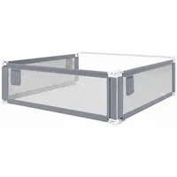 Bellabino Bettschutzgitter Rausfallschutz Drina höhenverstellbar 62-93cm/69–99cm (180 cm breit, Hellgrau, mit Sicherheitsgurt, 3 St., Bettgitter für Boxspringbetten, Rausfallschutz), Rausfallschutz, klappbar & kombinierbar, verfügbar in B 150/180/200