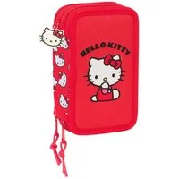 safta Federmäppchen Hello Kitty - Mäppchen Federmappe, 37 Teile, 3-fach gefüllt, (37-tlg., Mädchen), Reißverschluss