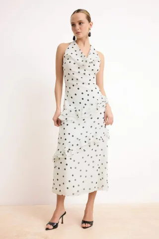 Damen-Midikleid mit Polka-Dots, ärmellos, für Tag und Nacht