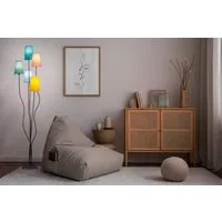 näve Stehlampe Colora, ohne Leuchtmittel, 5flg., E14. Textilschirme je 1x gelb, rose, blau, türkis, oliv