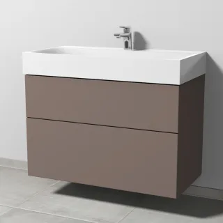 Sanipa 3way Waschtischunterbau zu Kaldewei Silenio Waschtisch mit 2 Auszügen, Taupe-Matt SP4561T