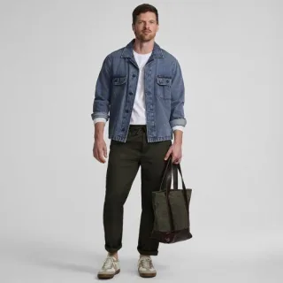Jeans-Hemdjacke für Herren, Herren, size: regular, Blau, Baumwolle, by Lands' End