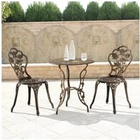 casa.pro Balkonset, (3-tlg), »Wakefield« Tisch mit 2 Stühlen Bistro-Set Bronze