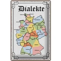 Femer GmbH Metallschild Spruch 20x30cm Dialekte Karte Bundesländer, (1 St), gewölbte Oberfläche, abgerundete Ecken, umgeschlagene Kanten