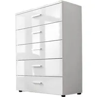 BMG Möbel Kommode Monaco 6 (Kommode mit 5 Schubladen), BxHxT 65 x 91 x 32 cm, Fronten Hochglanz Weiß