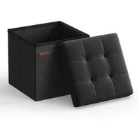 SONGMICS Sitzhocker kleine klappbare Sitzbank, für Wohnzimmer Schlafzimmer Schlafsaal (1 St), mit Stauraum, 30 x 30 x 30 cm, Aufbewahrungsbox, bis 130 kg belastbar