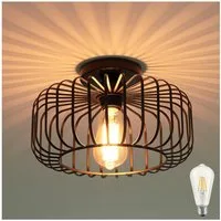 Jibenhome LED Deckenleuchte Vintage Deckenleuchte Küche Industrial Hängeleuchte mit Glühbirne, Hängeleuchte aus Metall für Wohnzimmer Büro Küche Balkon