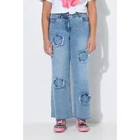 Angel of Style Regular-fit-Jeans Jeans Nora weites Bein Fransen-Blüten 5-Pocket