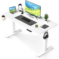 HOMAVO Schreibtisch Höhenverstellbarer schreibtisch mit Memory- und Rebound-Funktion (Sitz-Steh-Erinnerung), inkl. Kabelwanne & USB/Typ-C-Anschlüssen, Tischplatte 18 mm
