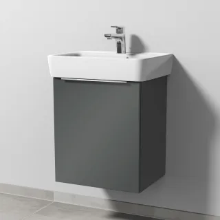 Sanipa 3way Waschtischunterbau zu Geberit Renova Plan Waschtisch mit 1 Tür, Anthrazit-Glanz UF87279