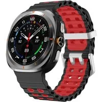 Wigento Smartwatch-Armband Für Samsung Galaxy Watch Ultra / Ultra 2025 Two Color Silikon Armband, Silikon Armband mit Ocean-Design und Silber-Schließe