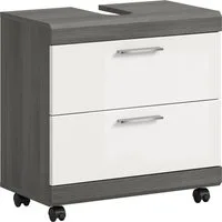 welltime Waschbeckenunterschrank SIENA, Breite 60cm, 2 Türen oder 2 Schubkästen, auf Rollen, MDF-Front (TOPSELLER!, mit Siphonausschnitt 10x25 cm) in verschiedenen Farben erhältlich, Badmöbel, Badschrank, Kommode, Bad