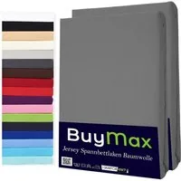 Buymax Spannbettlaken 2-er Set, Doppelpack, Bettlaken, Jersey 100% Baumwolle, Gummizug: rundum, (2 Stück), Pflegeleicht und Atmungsaktiv in Verschiedenen Farben und Größen