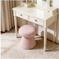 DEKKETO Hocker 360° Drehbarer Teddy-Pilz-Hocker als Schminktischhocker & Fußhocker (1 St), Bequemer Polsterhocker für Schlafzimmer, Ankleidezimmer & Wohnzimmer