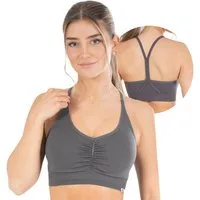 Smilodox Sport-BH Solid Scrunch, Ohne Bügel BH, Shaped Fit Yoga Bra, V-Ausschnitt Herausnehmbare Cups, Blickdichter Push Up BH, Verstellbare Träger