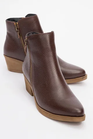 Jayer Leder Doppelreißverschluss Blockabsatz Stiefel (Damen)