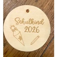 Elfenstall Hängedekoration Holzscheibe Schulkind 2026 Geschenkanhänger 10 cm