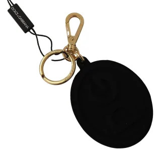 Dolce & Gabbana Black Rubber DG Logo Gold en laiton Metal Course porte-clés pour hommes