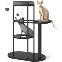 FEANDREA Kratzbaum Katzenbaum, mit Kissen und Plattform, Sisalstamm, Katzenspielball, Metallrohre, 80 x 43 x 111 cm, für kleine, große, alte Katze