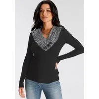 Melrose Strickpullover mit Kontrastkragen und Zierknöpfen