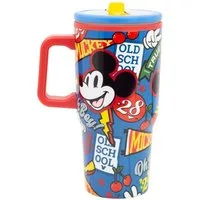 Disney Mickey Mouse Thermobecher - 640 ml Edelstahl doppelwandiger Trinkbecher mit Trinkhalm, 1-tlg., Edelstahl