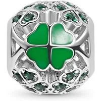 Gnoce Bead Gnoce Charm Grünes Kleeblatt BNCT47 Silber