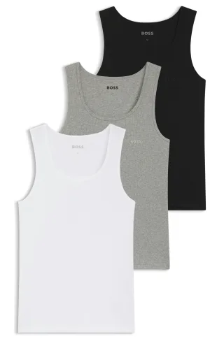 BOSS Menswear Black - TankTop3P RibClassic Patterned - Gr. - XL