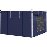 Outsunny Pavillonseitenteil Seitenwand mit Fenster & Klett, wasserdicht, Wind- & Sichtschutz, 295x195 cm, für 3x6m oder 3x3m Pavillons) Faltplane, [2-St. Ersatzwände, für Partyzelt, Oxford, Blau