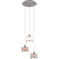 TRIO Leuchten Pendelleuchte KAPRUN, Hängelampe mit Stoffschirmen, exkl E14, max 28W, Leuchtmittel wechselbar, warmweiß - kaltweiß, Höhe einstellbar bis max 150 cm, Stoffschirme + Metall