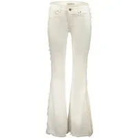 Desigual 5-Pocket-Jeans Weiße Damen-Schlagjeans: Regular Fit, Kontrastdetails, 5 Taschen