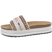 Ital-Design Damen Mules Freizeit Plateausandaletten (85960219) Flach Pantoletten in Weiß