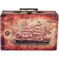 BIRENDY Dekoobjekt Truhe Kiste SJ1280 Schiff Kofferdesign Holztruhe Schatzkiste