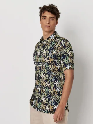 DESOTO - Casual Kent 1/2 palm trees on navy - Gr. - XL