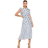 LIPSY Partykleid Gepunktetes Midaxi-Kleid mit Bindegürtel (1-tlg)