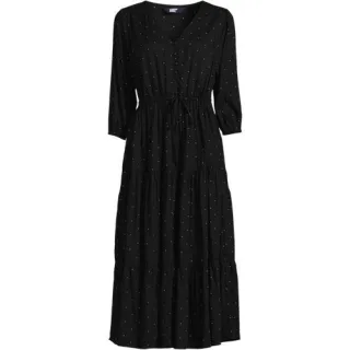 Midikleid mit Stufenrock, Damen,  Schwarz, by Lands' End