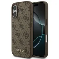Guess Handyhülle iPhone 17 Kunstleder braun Classic Logo goldfarben Metall 6,3 Zoll, Kantenschutz