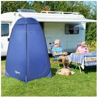 Outsunny Faltzelt Pop-up, tragbare mit Tragetasche, Fenster, mobile Umkleidezelt, Personen: 2 (Toilettenzelt, 1 tlg., Duschzelt), für Garten, Balkon, Blau