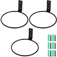 SEEZSSA Rankhilfe 3xBlumentopfhalter Ring,Metall Wandhalterung,für Hausgarten Balkon, Pflanze Topf Kleiderbügel Blumentopfhalterwand mit Schraube Schwarz