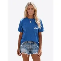 Imily Bela Print-Shirt Damen mit Brusttasche Kurzarm Loose Basic Summer Tops (Packung, 1-tlg., 1per-Pack) mit Rundhalsausschnitt Print in Unifarbe
